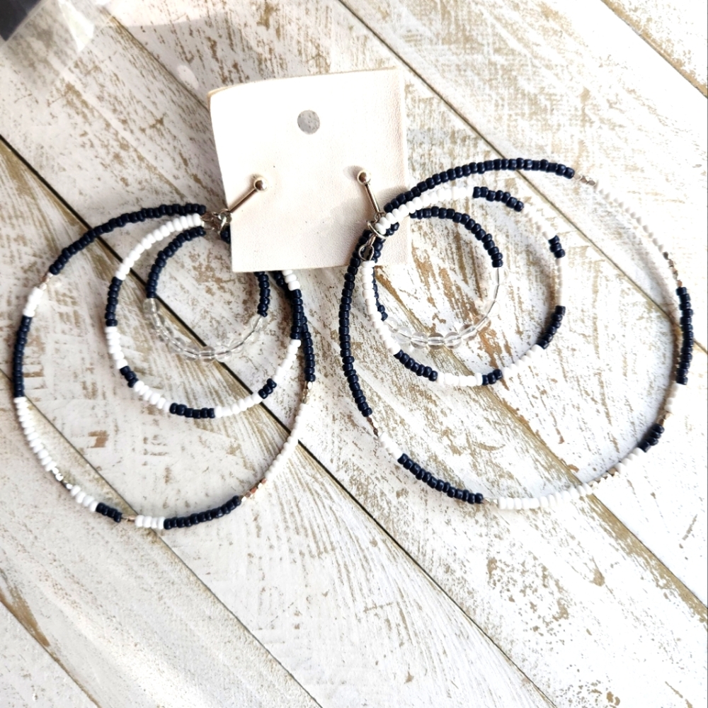 Free People Boho Beaded Hoop Earrings